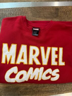 Marvel Red Crewneck Sweatshirt with White & Yellow Logo